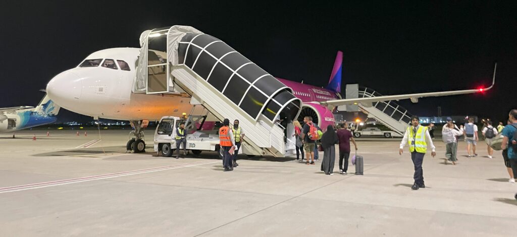 wizzair plane in the maldives